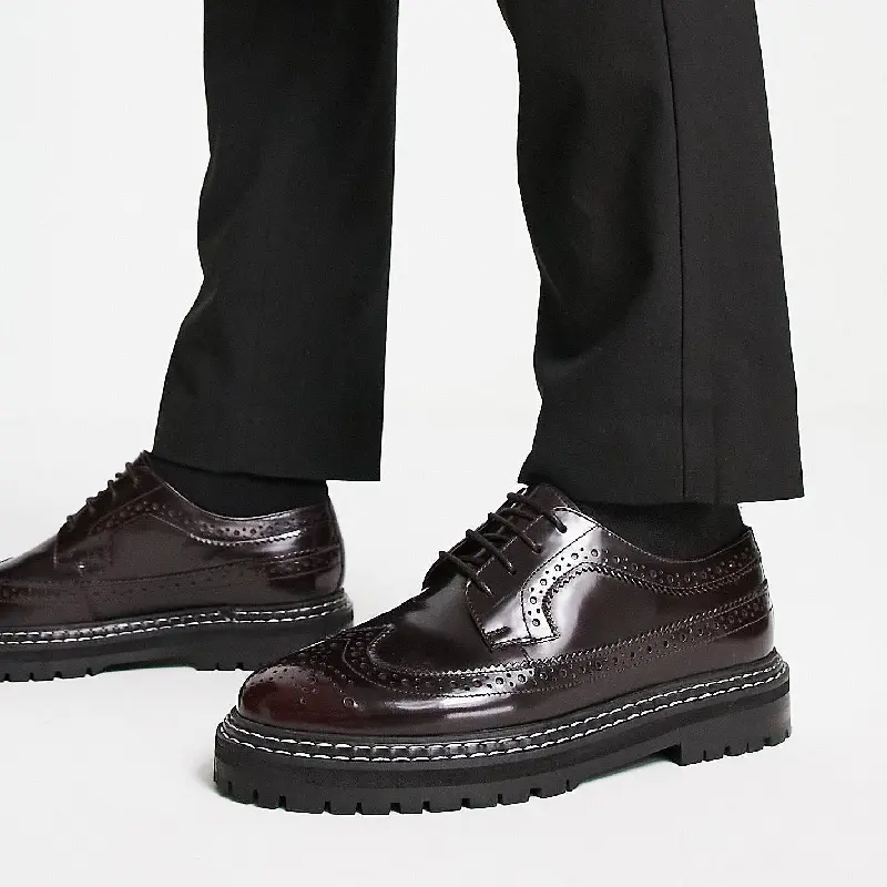 

Массивные броги из бордовой кожи ASOS DESIGN