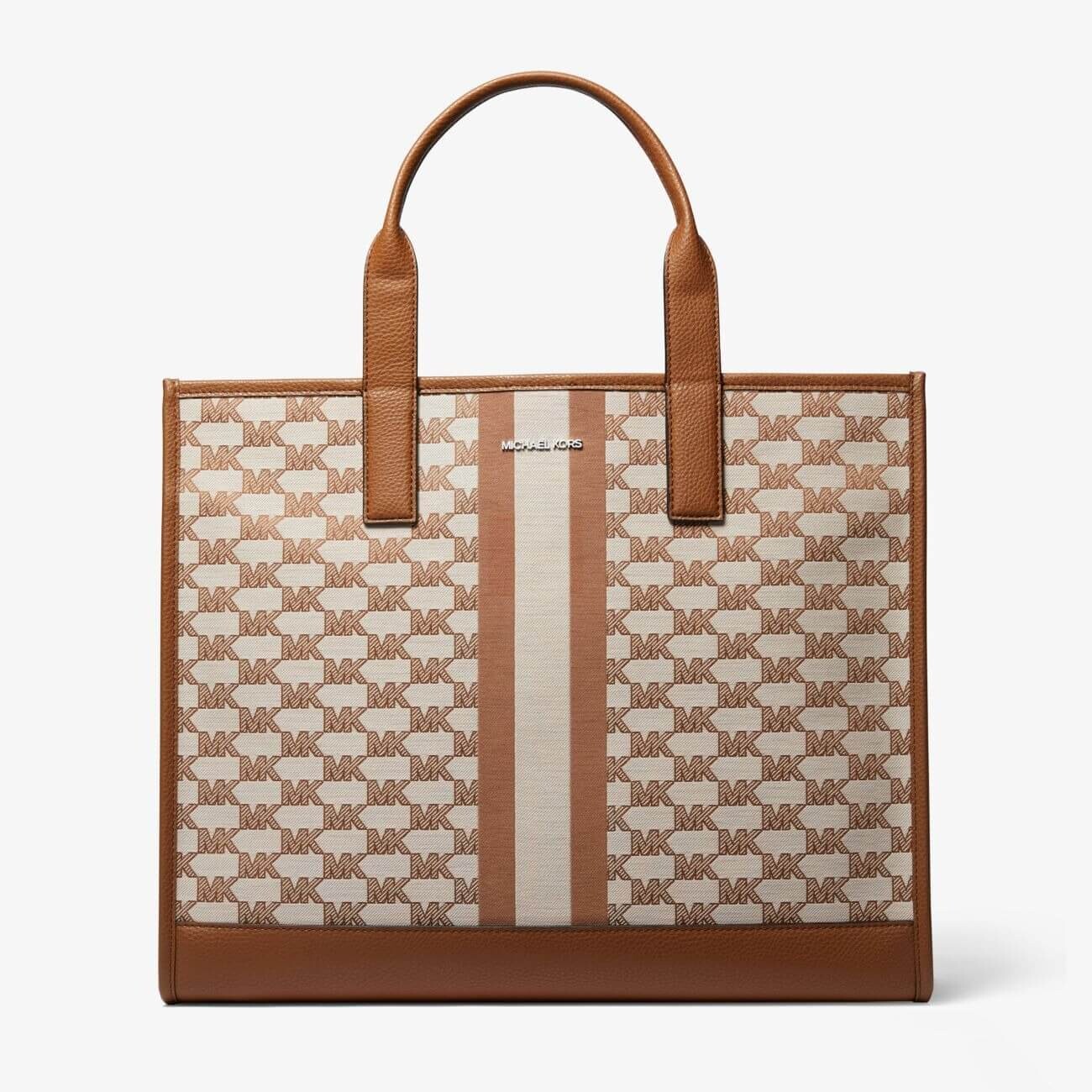 

Сумка-тоут Michael Michael Kors Cooper Striped Logo Jacquard, кремовый