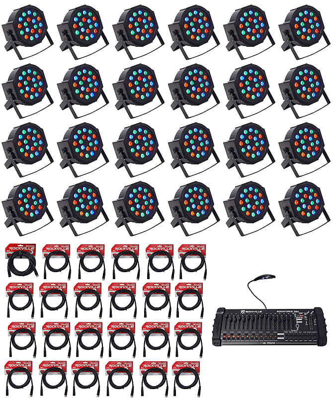 

Светодиод Rockville RockPAR50 Par Can DJ/Club Wash Lights + 384-канальный контроллер DMX + кабели RockPAR50 + RDX + Rockforce 384