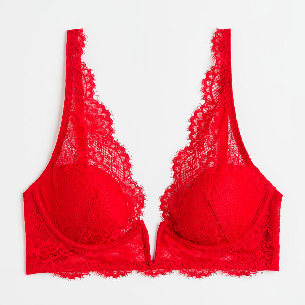 

Кружевной Бюстгальтер H&M Padded Underwire, красный