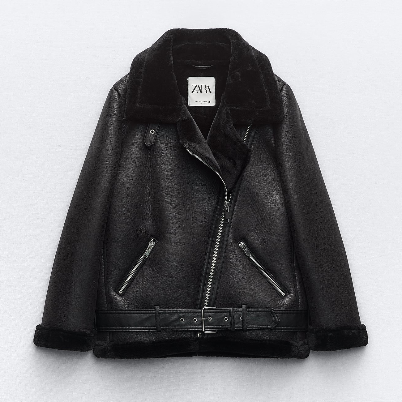Куртка-косуха Zara ZW Collection Double-faced Biker, черный куртка zara double faced черный