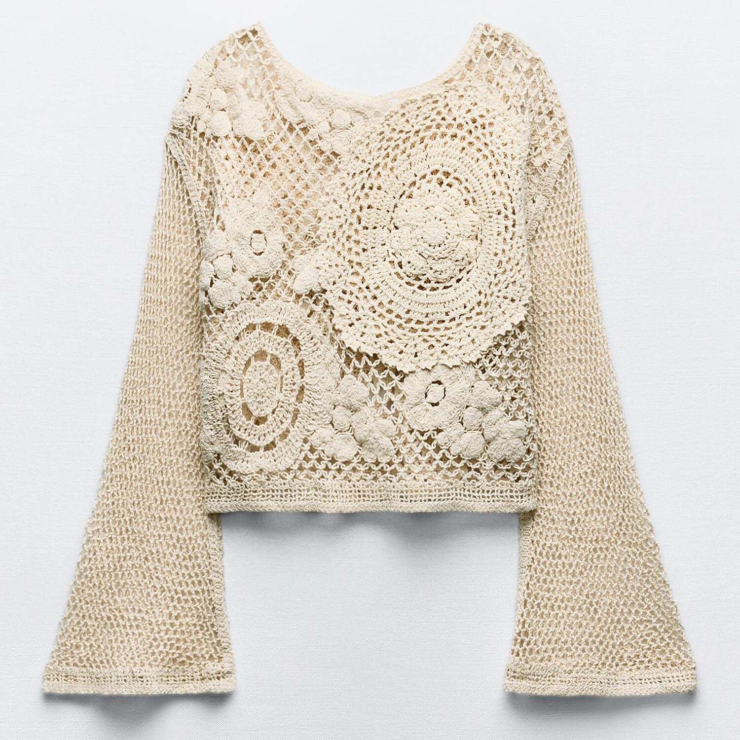 

Топ Zara Crochet, экрю