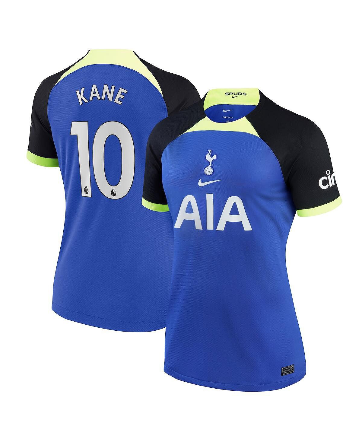 

Женская футболка harry kane blue tottenham hotspur 2022/23 away breathe stadium replica player jersey Nike, синий