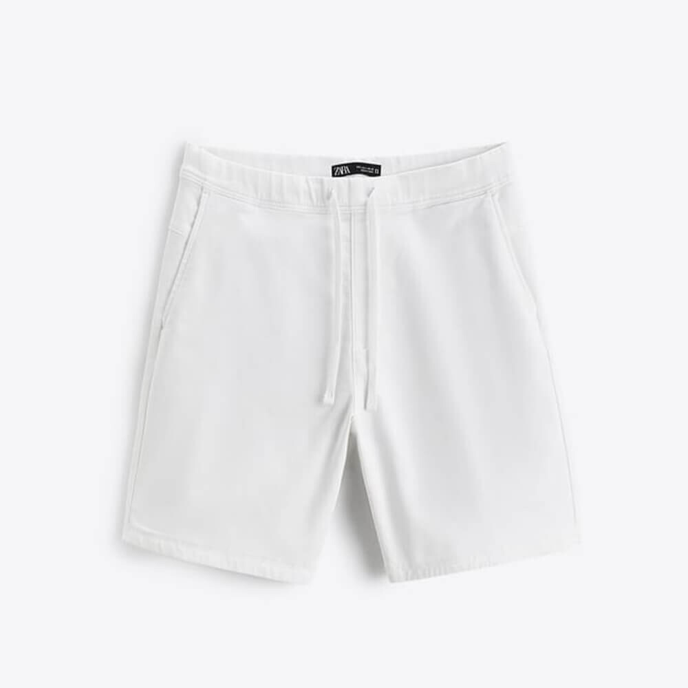 

Шорты Zara Soft Denim Basic Bermuda, белый