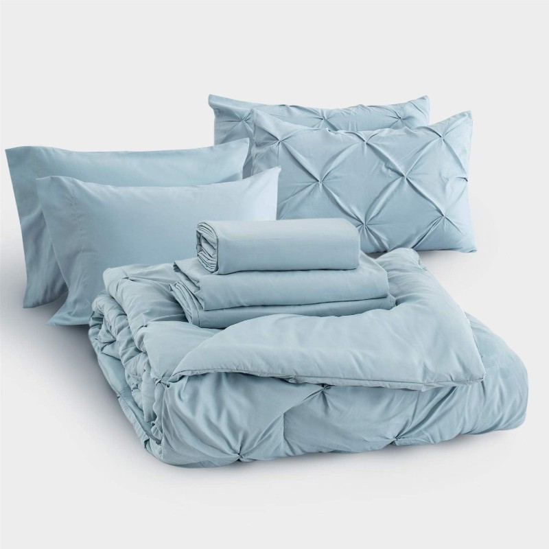 Комплект двуспального постельного белья Bedsure Queen, 7 предметов, голубой