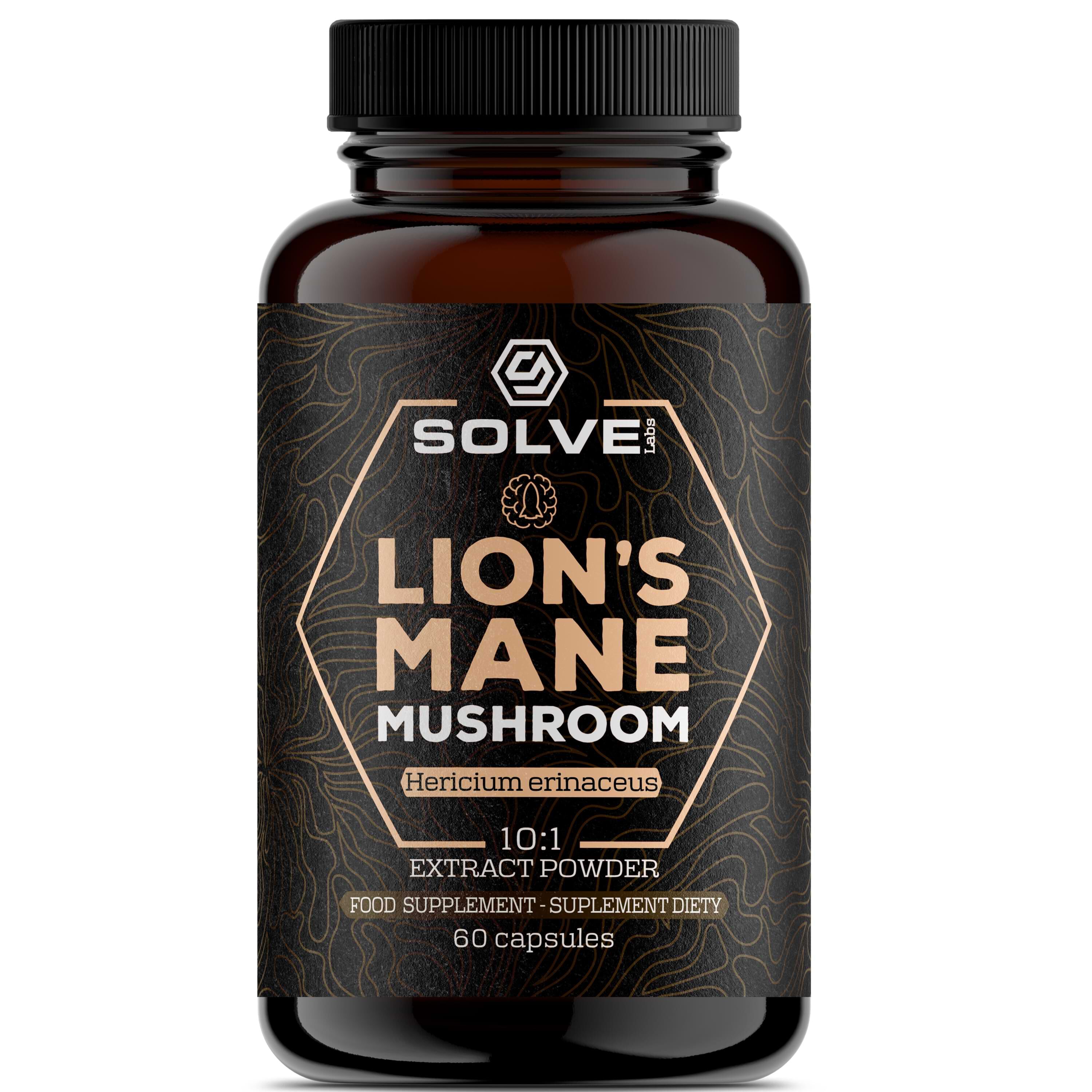Solve Labs Lion's Mane пищевая добавка с экстрактами грибов 10:1, 60 капсул/1 упаковка