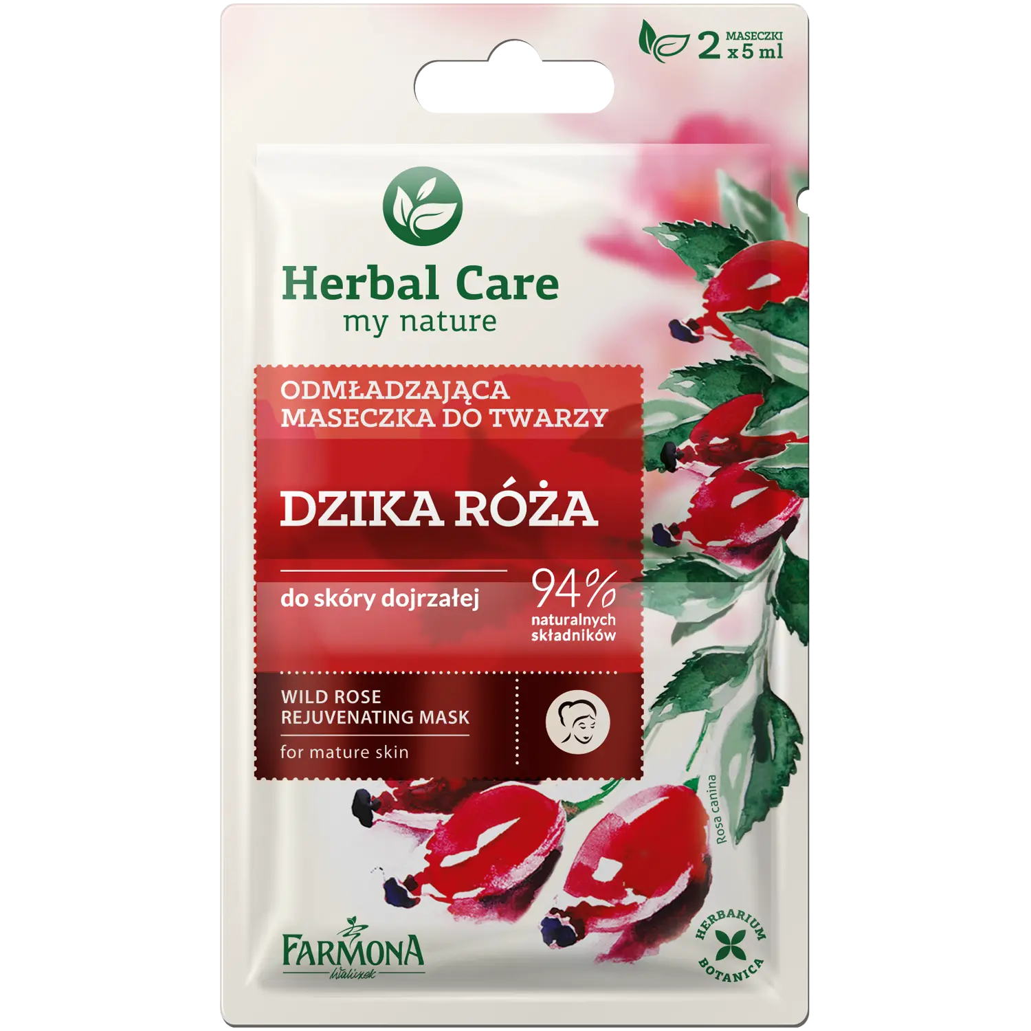 

Herbal Care Dzika róża омолаживающая маска для лица, 2х5 мл/1 упаковка