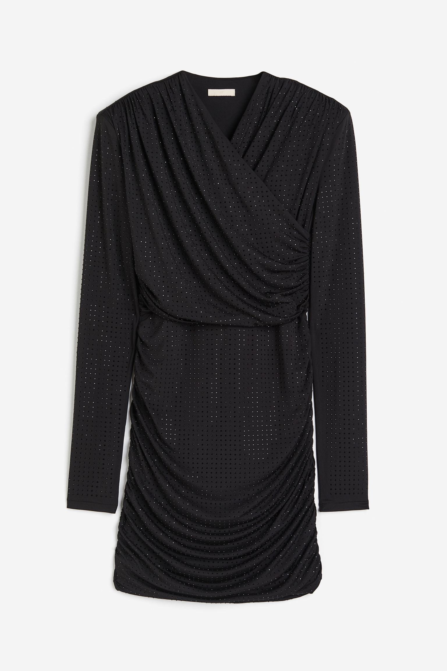 Платье H&M Rhinestone-embellished, черный короткое платье на запах silvion sl w1282 красный 48