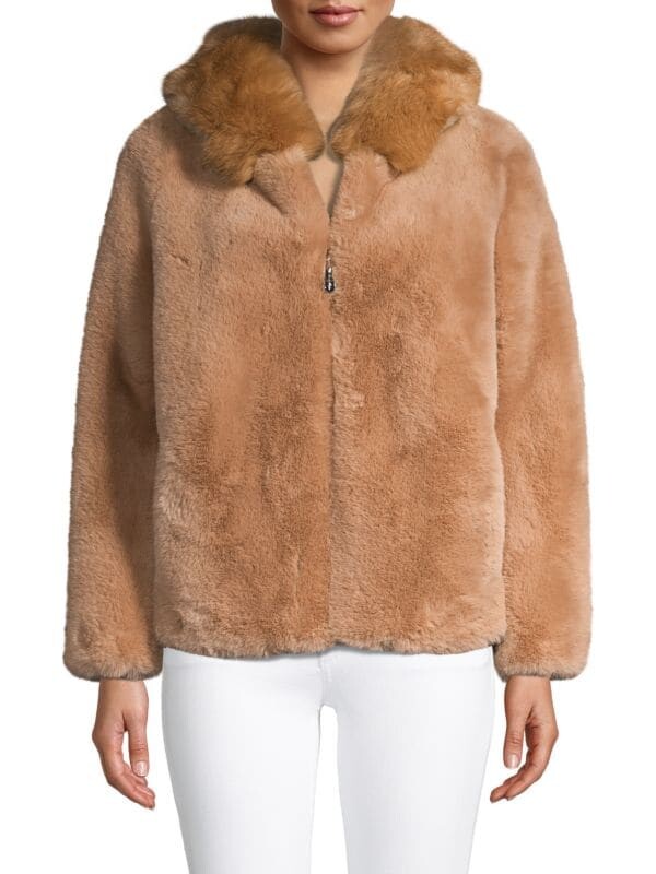 

Куртка BELLE FARE из искусственного меха с капюшоном, camel, Коричневый