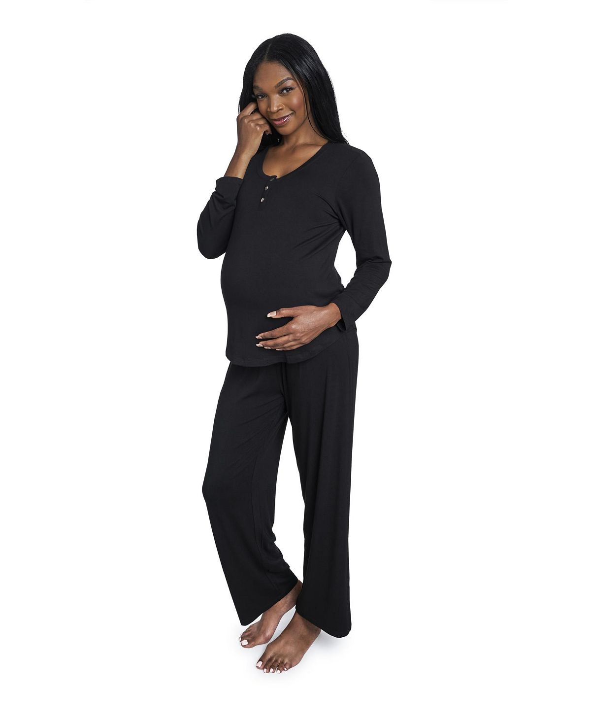 цена Женский пижамный комплект laina top & pants для беременных и кормящих мам Everly Grey, черный
