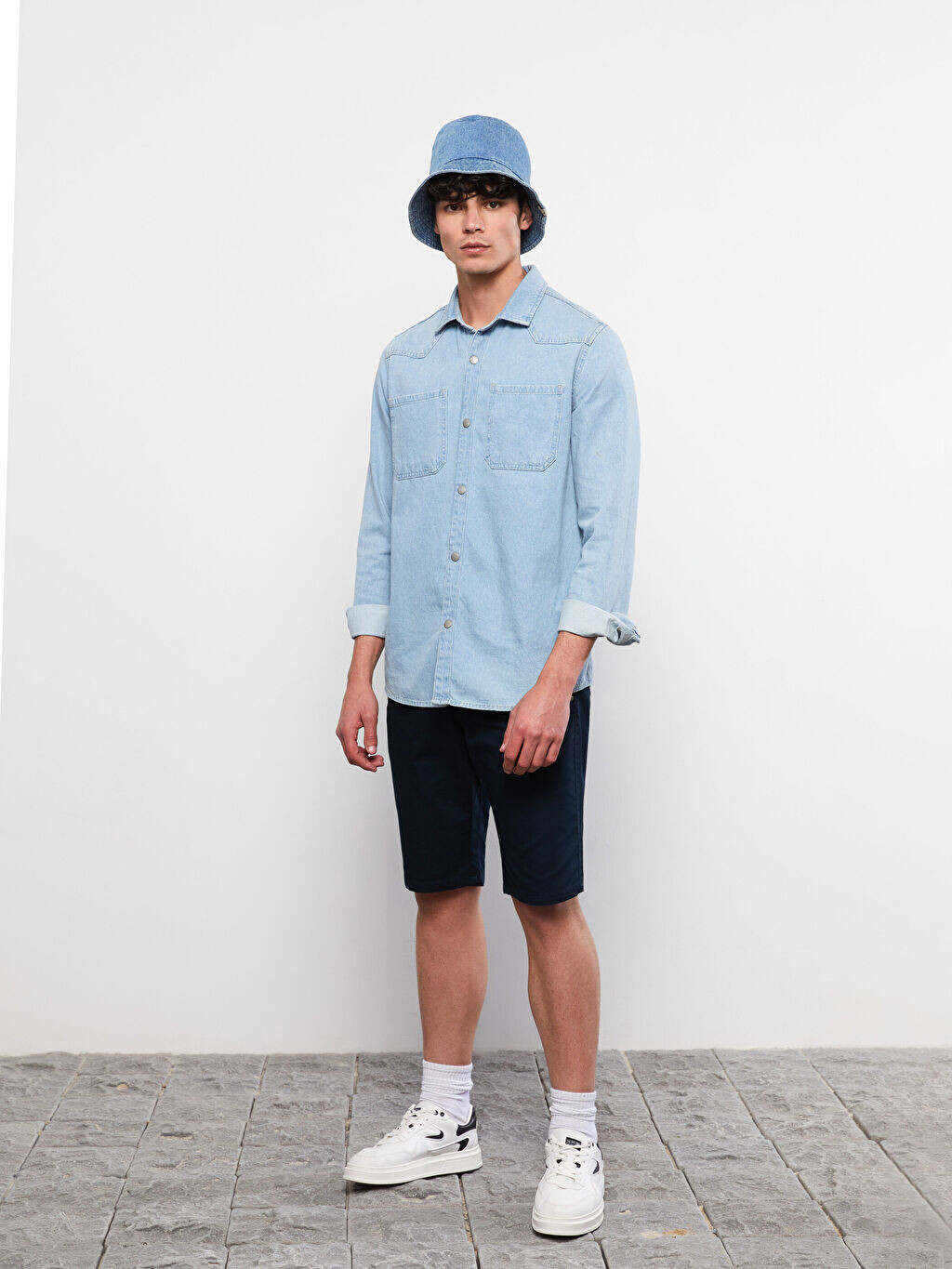 

Мужские шорты Slim Fit из габардина с поясом LCW Casual