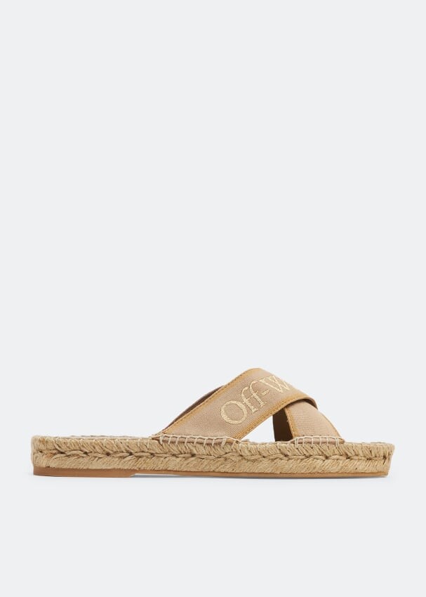

Сандалии OFF-WHITE Bookish Criss-Cross espadrille sandals, бежевый