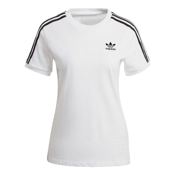 Футболка Adidas originals 3 Stripes Tee Sports Training Stripe Round Neck Short Sleeve White T-Shirt, Белый