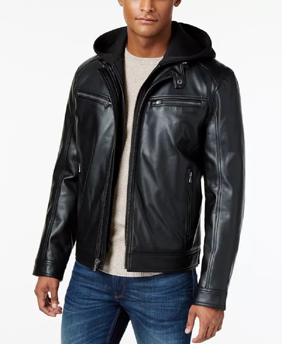 

Куртка-бомбер Michael Michael Kors Faux-leather Hooded, черный