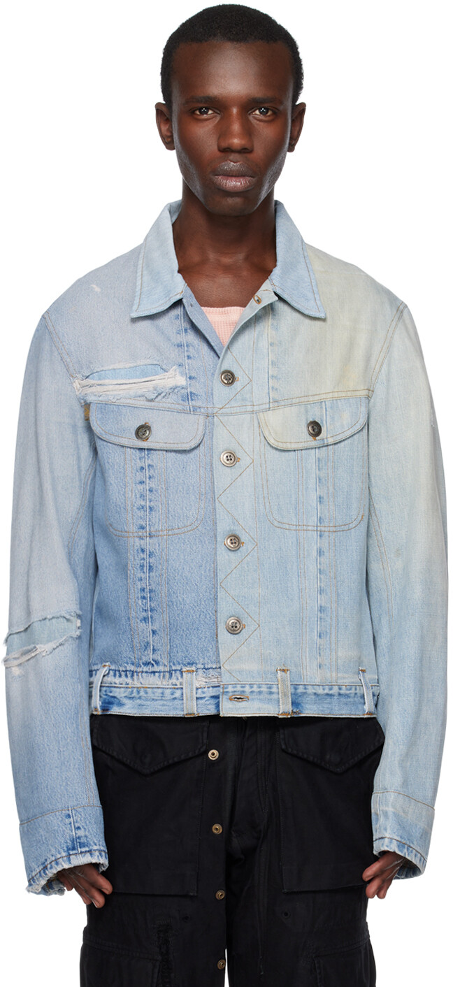 

Синяя джинсовая куртка Trucker с эффектом потертости Greg Lauren, Синий