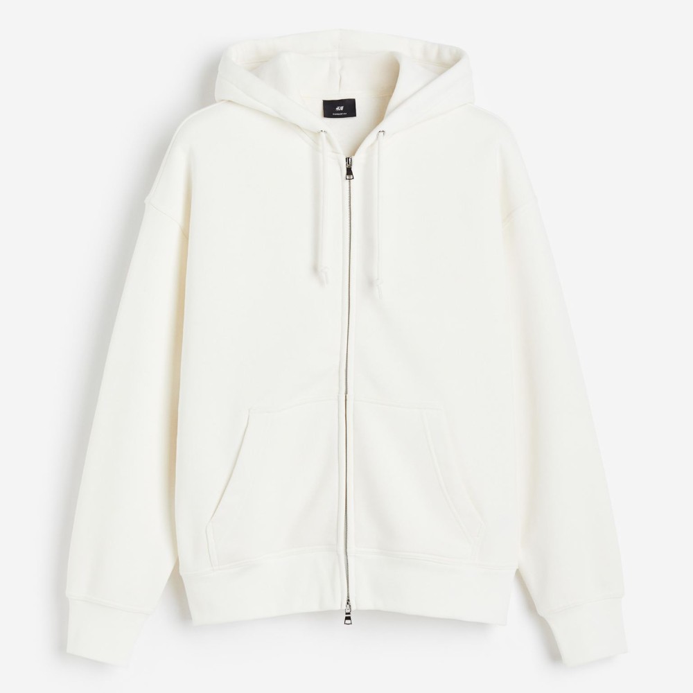 Толстовка H&M Oversized Fit Hooded, белый толстовка nsd style оверсайз средней длины карманы капюшон карманы размер 44 черный