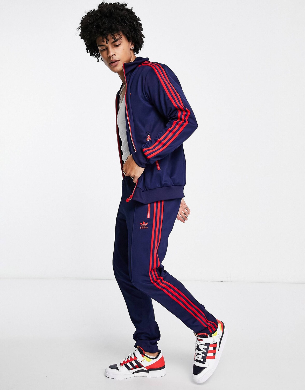 

Темно-синие джоггеры beckenbauer с тремя полосками adidas Originals