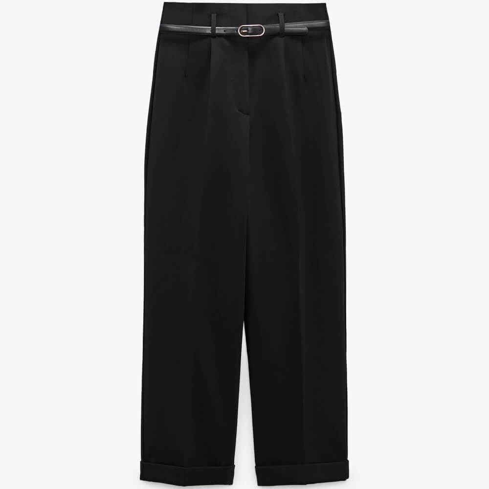 

Брюки Zara Carrot Fit With Belt, черный