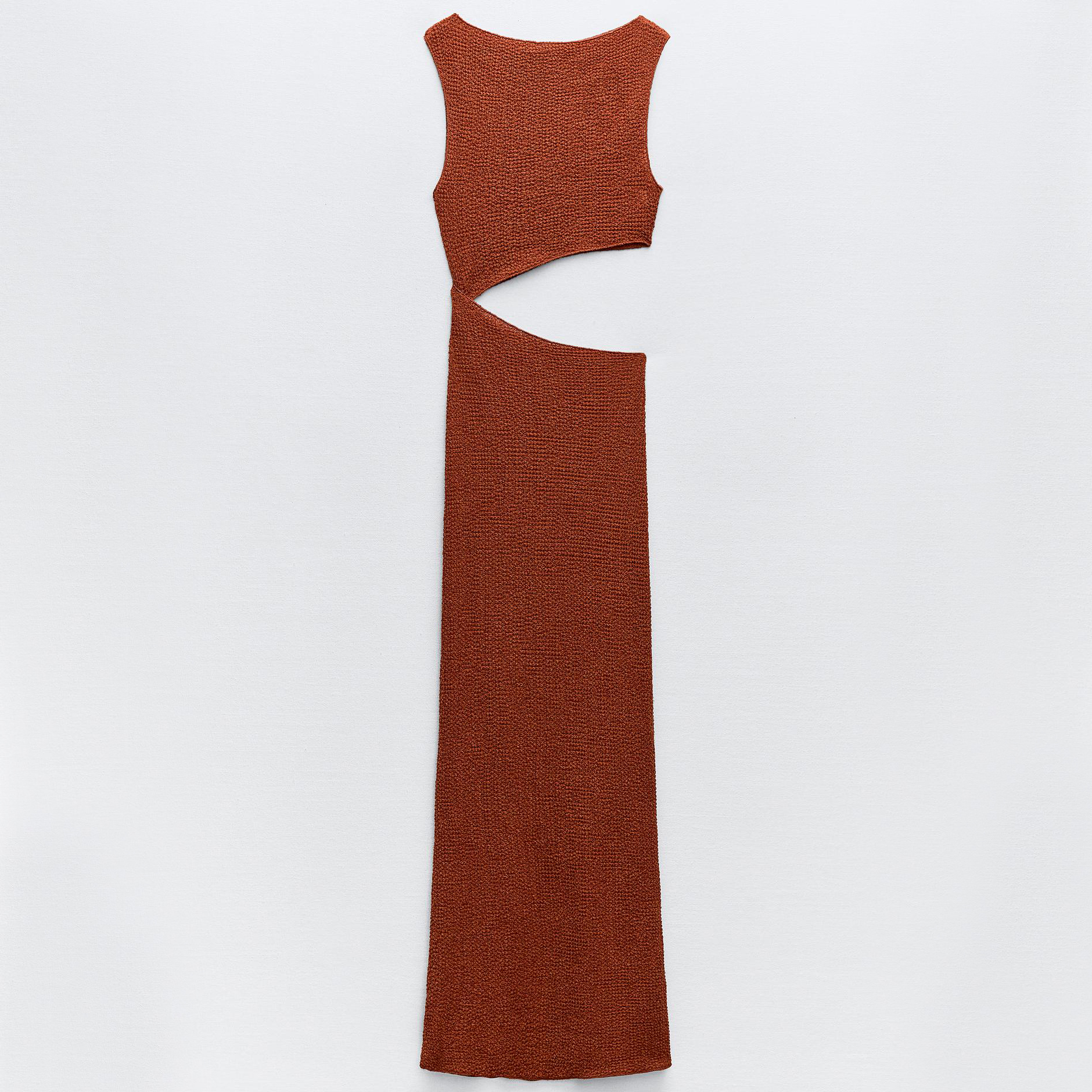 Платье Zara Long With Cut-out Detail, терракотовый цена и фото