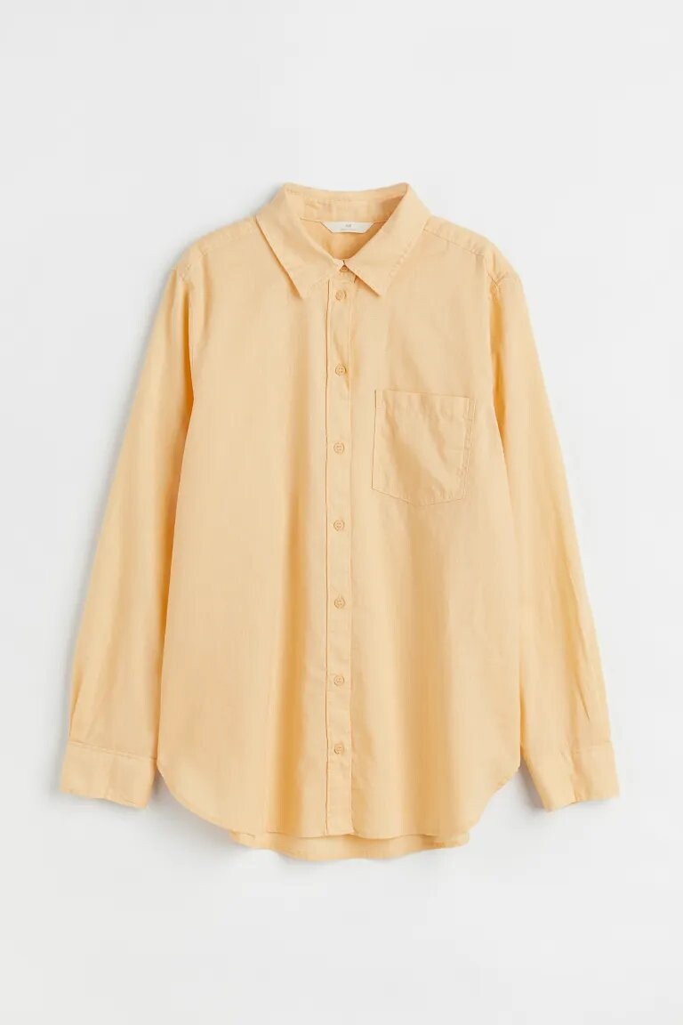 

Рубашка H&M Linen-blend, светло-жёлтый