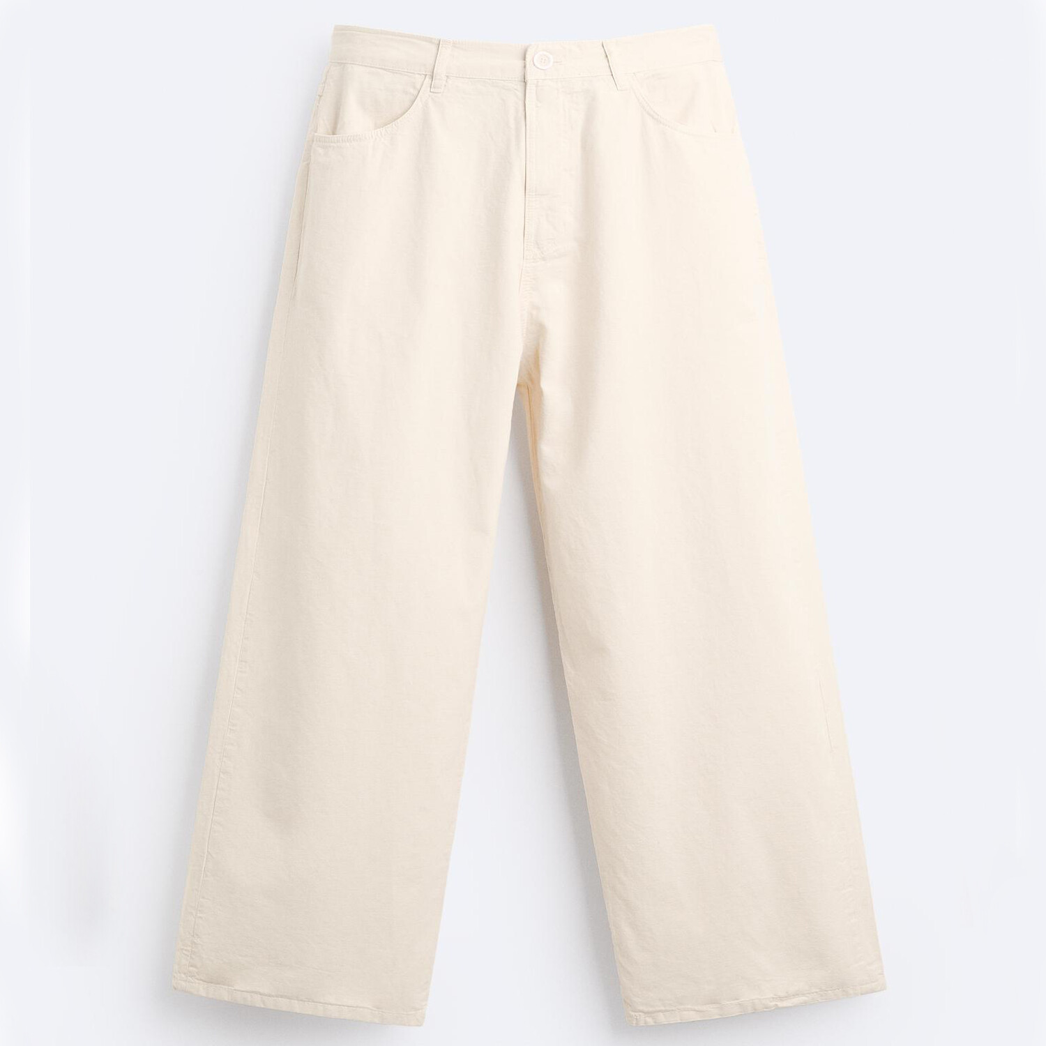 Брюки Zara Cotton - Linen, кремово-белый куртка рубашка zara linen cotton кремово белый