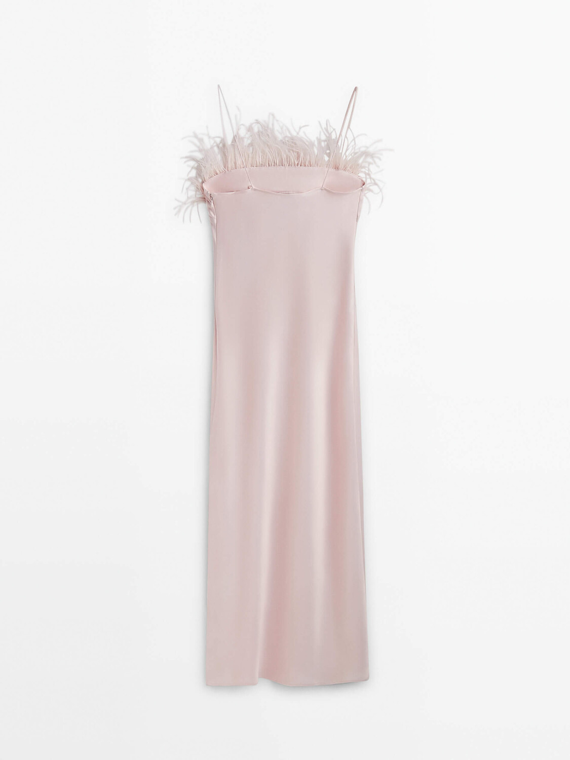 

Платье Massimo Dutti Long With Feather Details -studio, пастельно-розовый