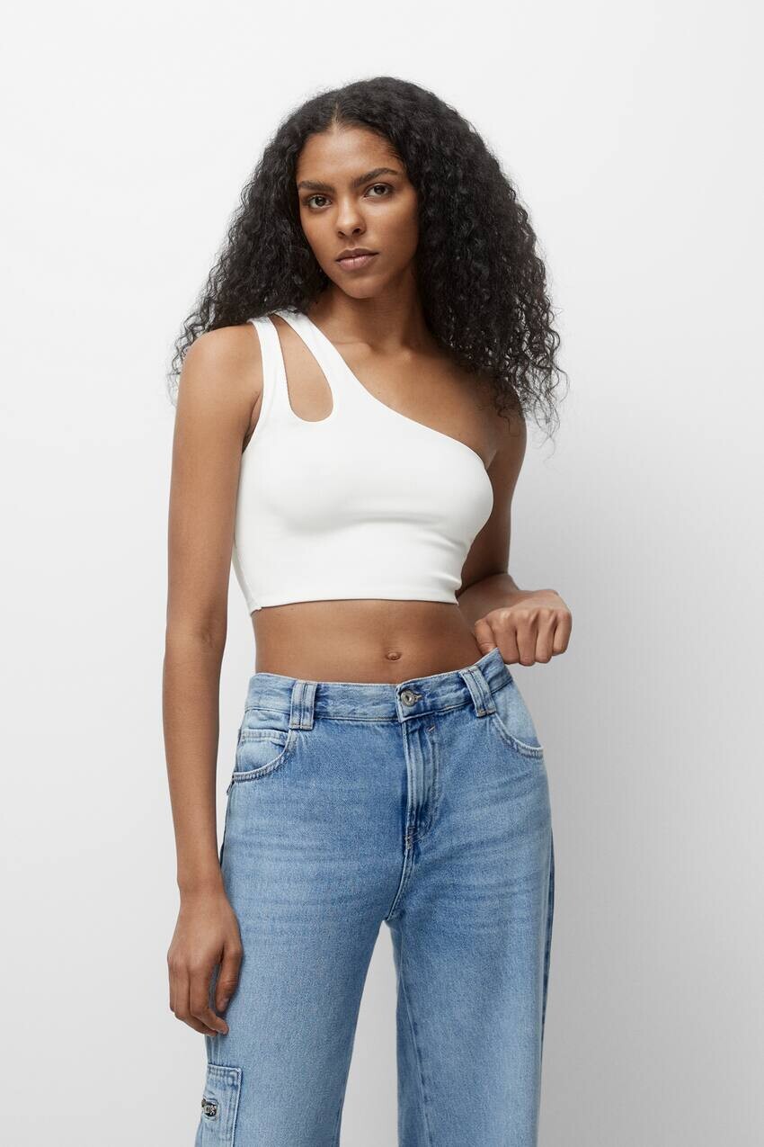 

Укороченный топ асимметричного кроя Pull&Bear, белый