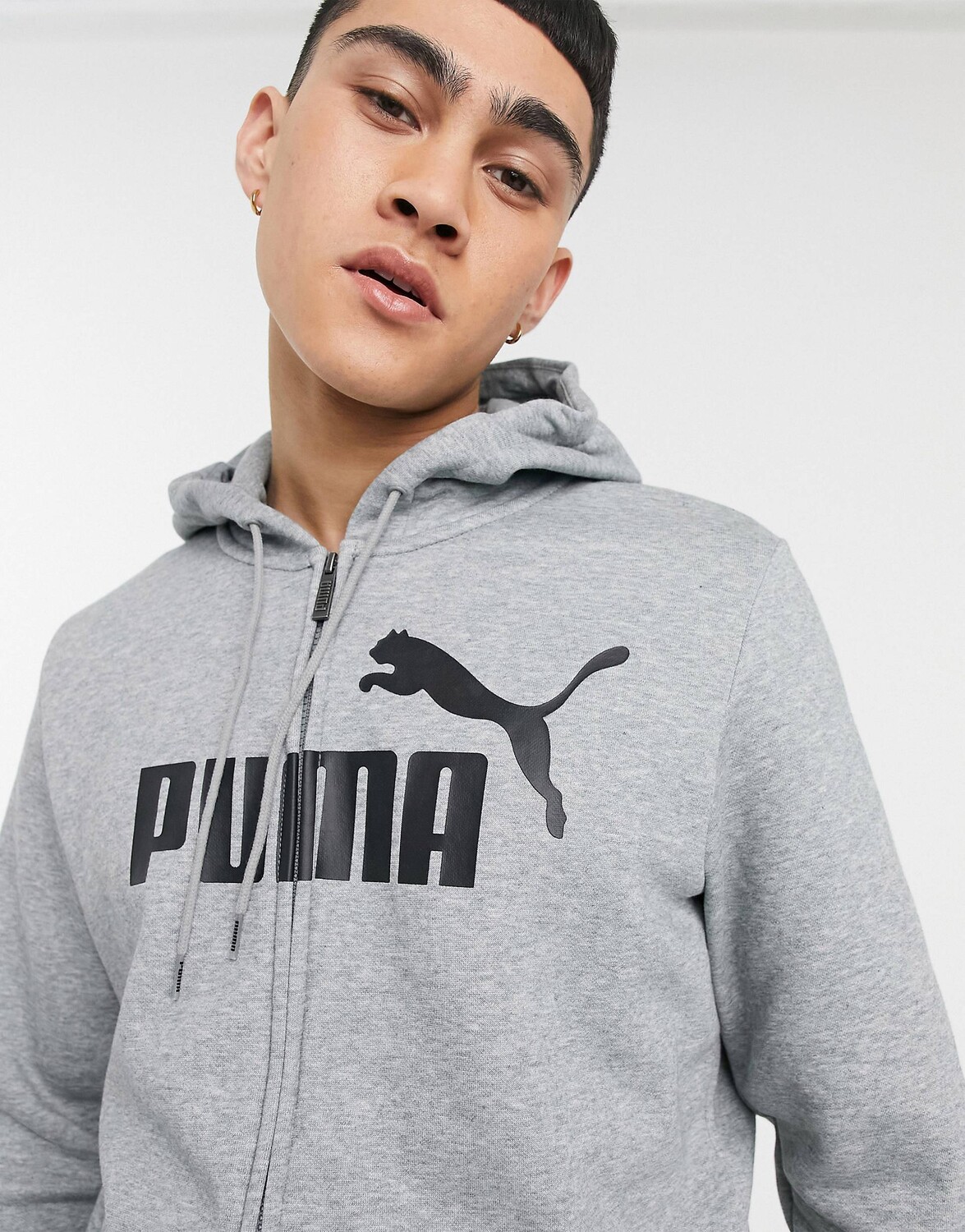

Худи серого цвета на молнии с небольшим логотипом Puma Essentials, Серый