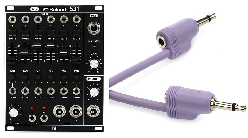 

Модуль микшера Roland System-500 531 Eurorack в комплекте с кабелем Tiptop Audio Stackable Eurorack Patch Cable - 150 см, фиолетовый Roland + Tiptop Audio SYS-531=1 Stackcable 150cm=1