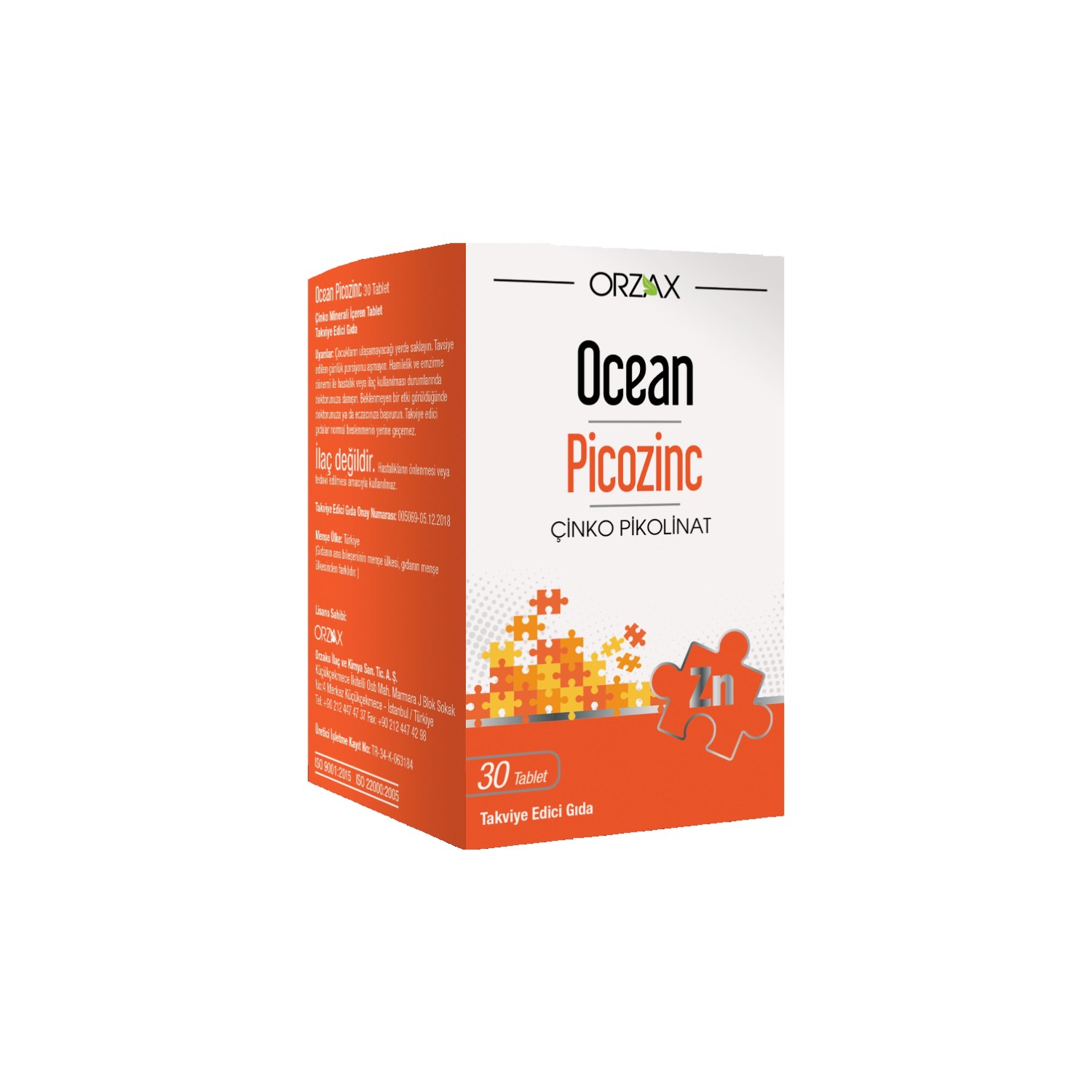 цена Пищевая добавка Orzax Ocean Picozinc Supplementary Food, 4 упаковки по 30 капсул