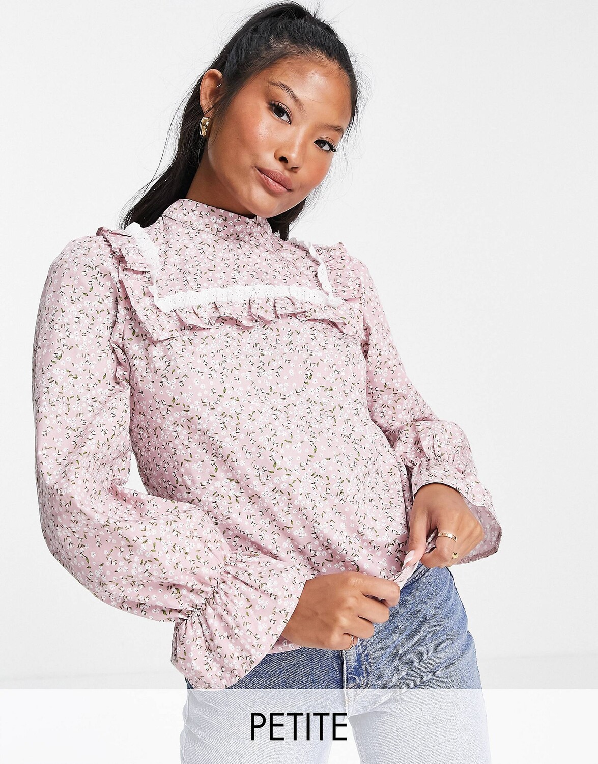 

Блузка викторианской поплина с цветочным принтом Miss Selfridge Petite