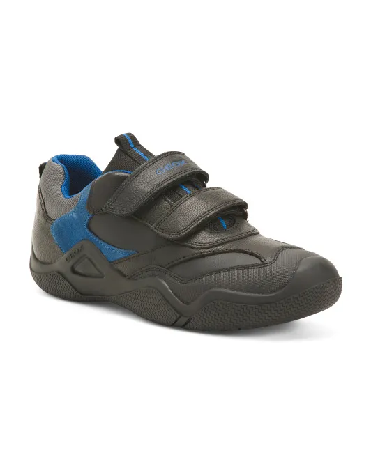 

Кожаные кроссовки Jr Wader (Toddler, Little Kid, Big Kid) Geox, черный/синий