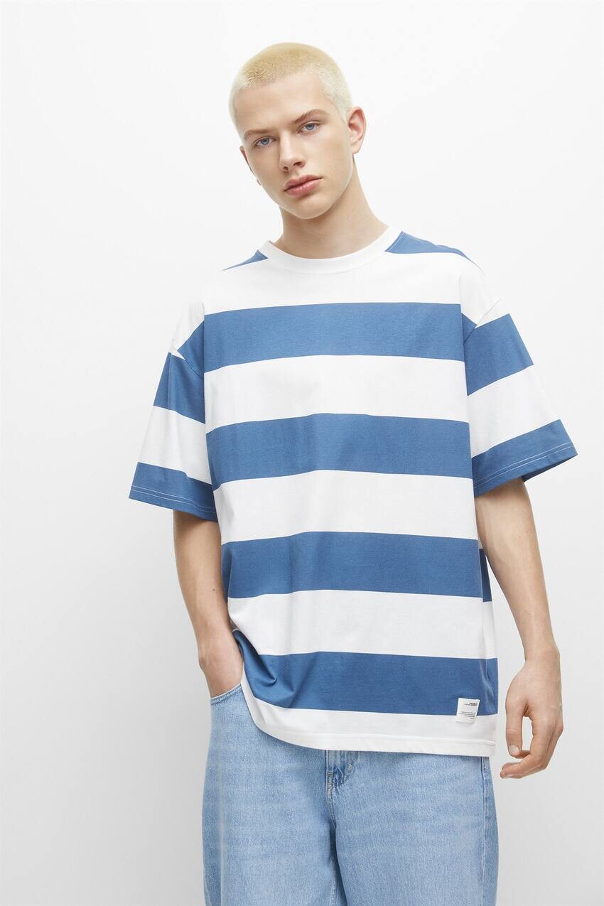 

Полосатая футболка с короткими рукавами Pull&Bear, индиго