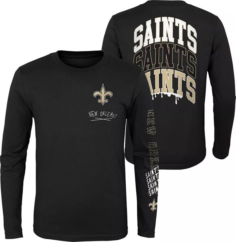 

Nfl Team Apparel Черная футболка с длинными рукавами New Orleans Saints для маленьких детей