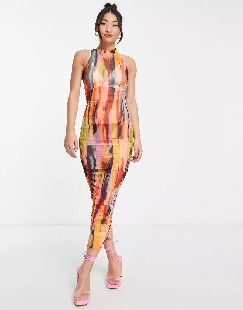 Разноцветное сетчатое платье миди SNDYS x Molly King