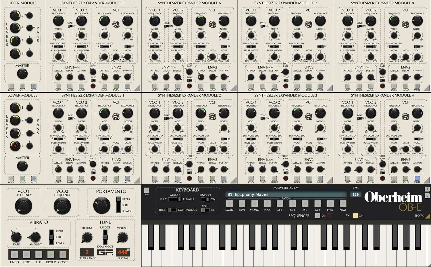 

Плагин виртуального аналогового синтезатора GForce Oberheim OB-E V2