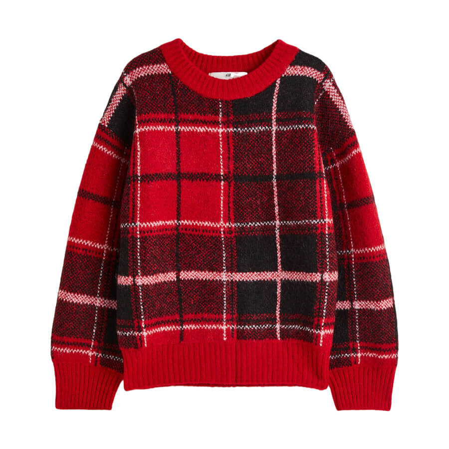 

Джемпер H&M Checked Jacquard-knit, красный/черный