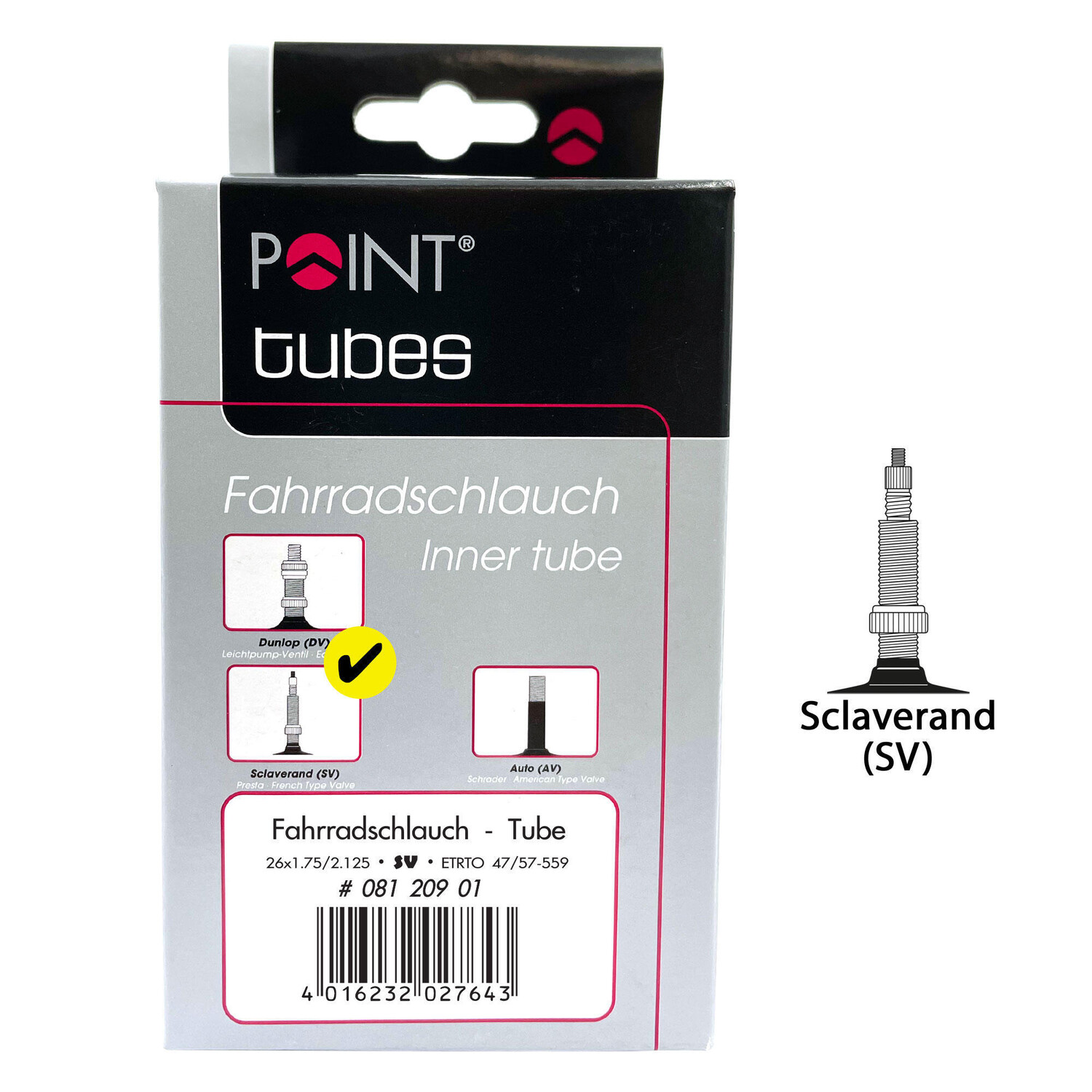 

Велосипедная трубка Point 26 x 1,75/2,125 Presta 33 мм