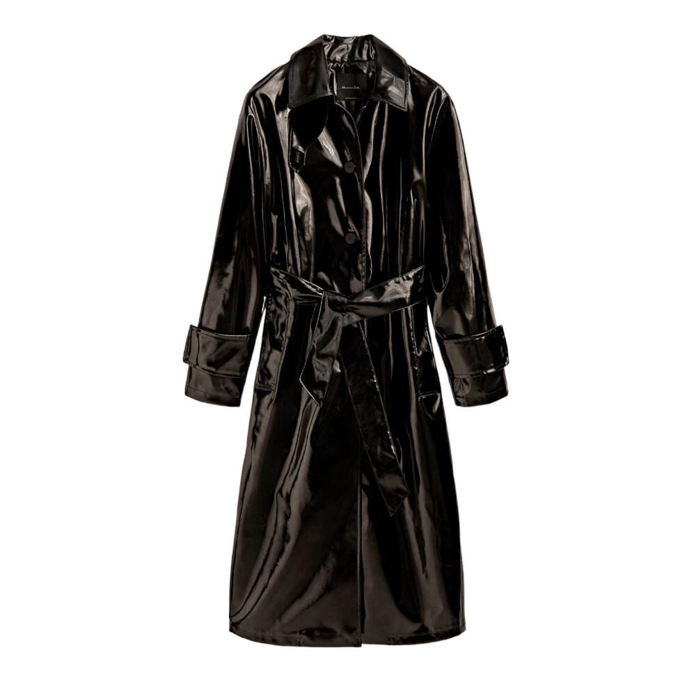 

Плащ Massimo Dutti Party Patent Trench, чёрный