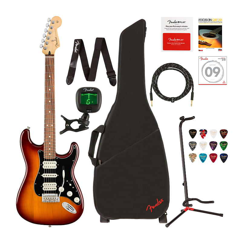 Fender Player Stratocaster HSH Электрогитара Value Bundle - Tobacco Sunburst Fender Player Stratocaster HSH Electric Guitar Value Bundle - Tobacco Sunburst xin yue guitar accessories pickguard with 11 screws for fd stratr player humbucker st hsh guitar scratch plate no switch hole