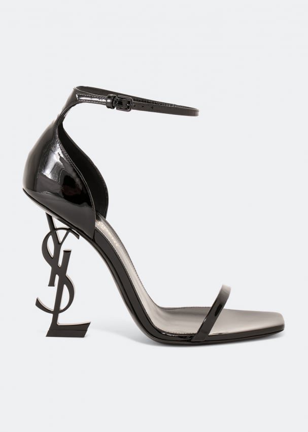 Босоножки SAINT LAURENT Opyum patent-leather sandals, черный