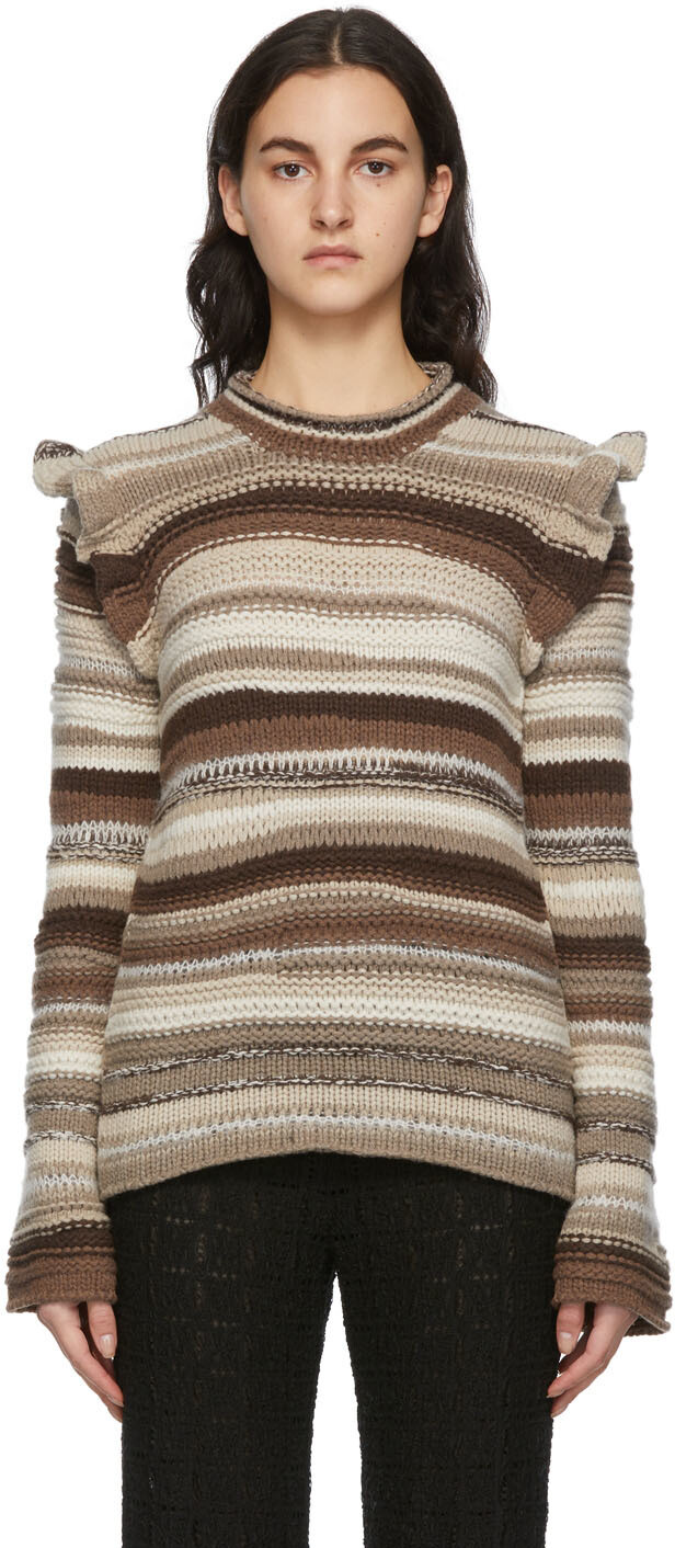 

Разноцветный вязаный свитер с оборками Chloé, Серый