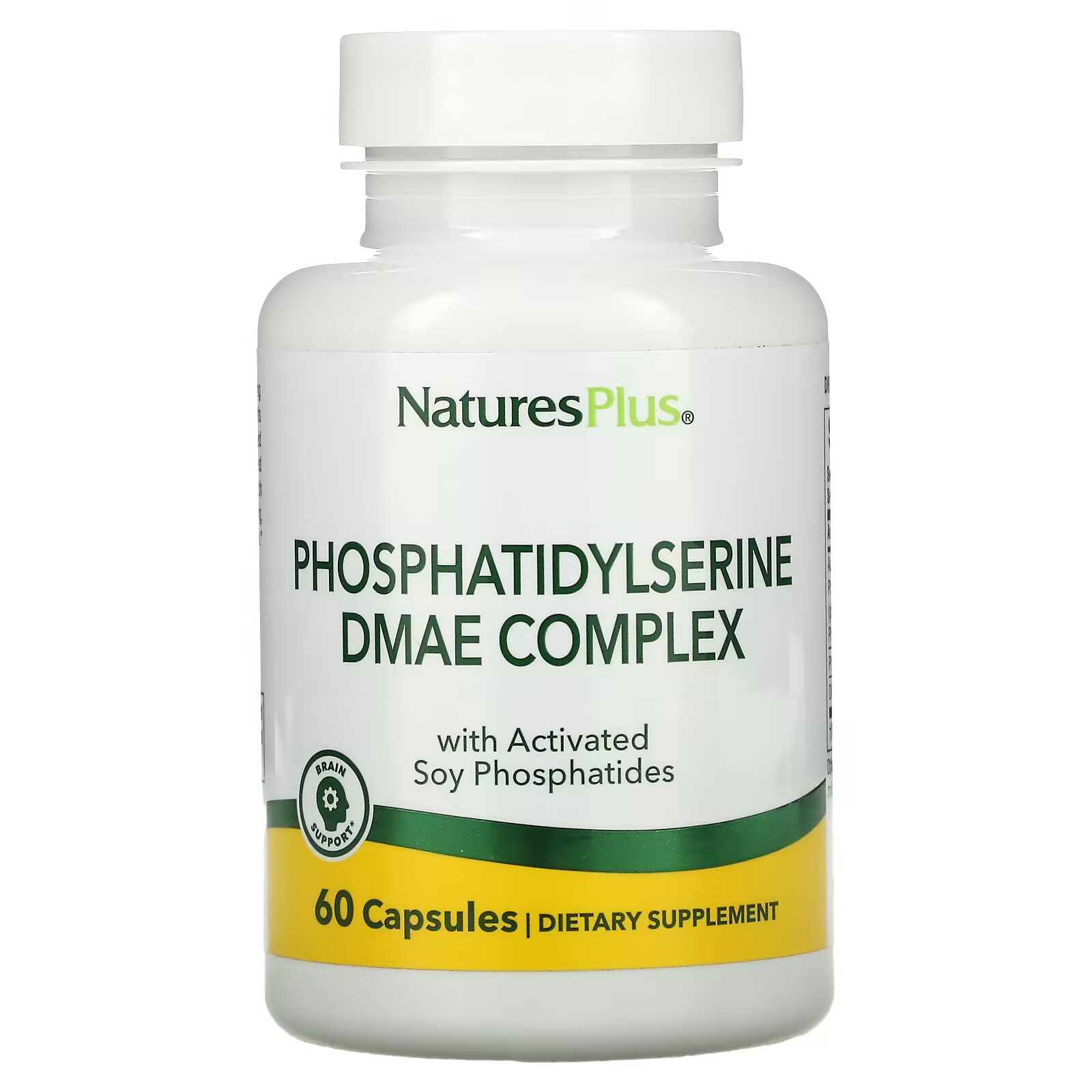 NaturesPlus, комплекс фосфатидилсерина с ДМЭА, 60 вегетарианских капсул naturesplus дгэа 25 с bioperine 60 вегетарианских капсул