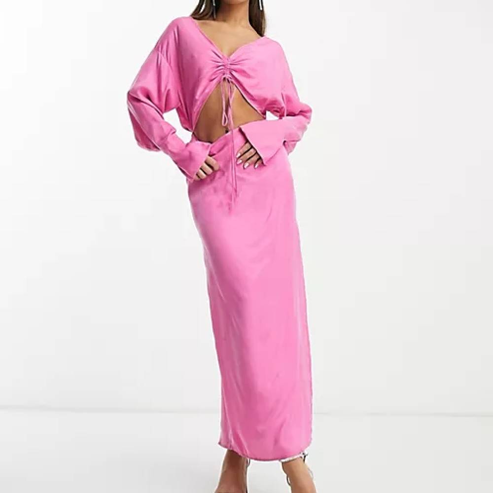 цена Платье Asos Edition Maxi With Drawstring, розовый