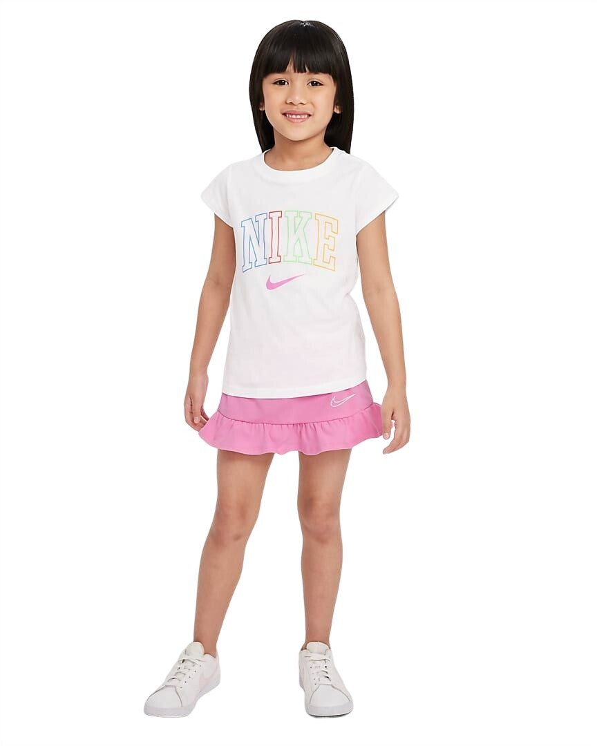 

Комплект для девочек Nike Toddler T-shirt And Skirt, 2 предмета, белый/розовый