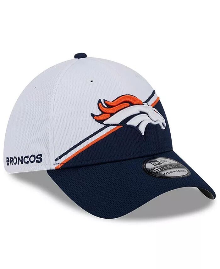 

Мужская белая, темно-синяя шляпа Denver Broncos 2023 Sideline 39THIRTY Flex New Era, белый