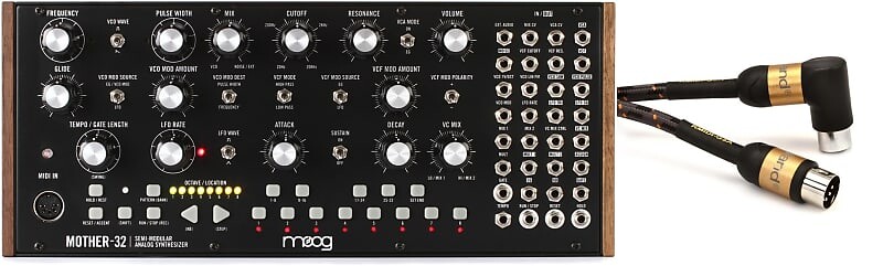 

Комплект Moog Mother-32 Semi-modular Eurorack Analog Synthesizer и Step Sequencer с Roland RMIDI-G5A Gold Series Straight to Right Angle MIDI Cable — 5 футов Moog + Roland MOD-MOTHER-32-01=1 RMIDI-G5A=1