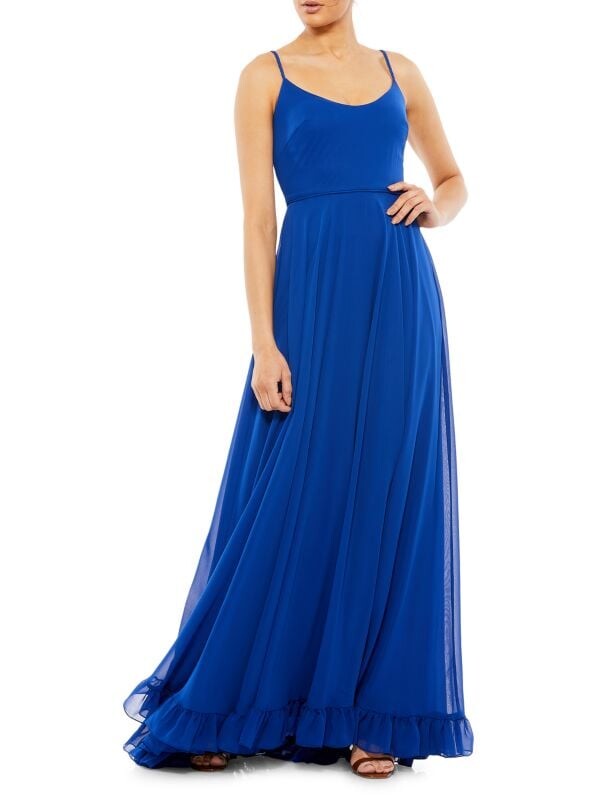 

Платье трапециевидной формы Mac Duggal с оборками, royal