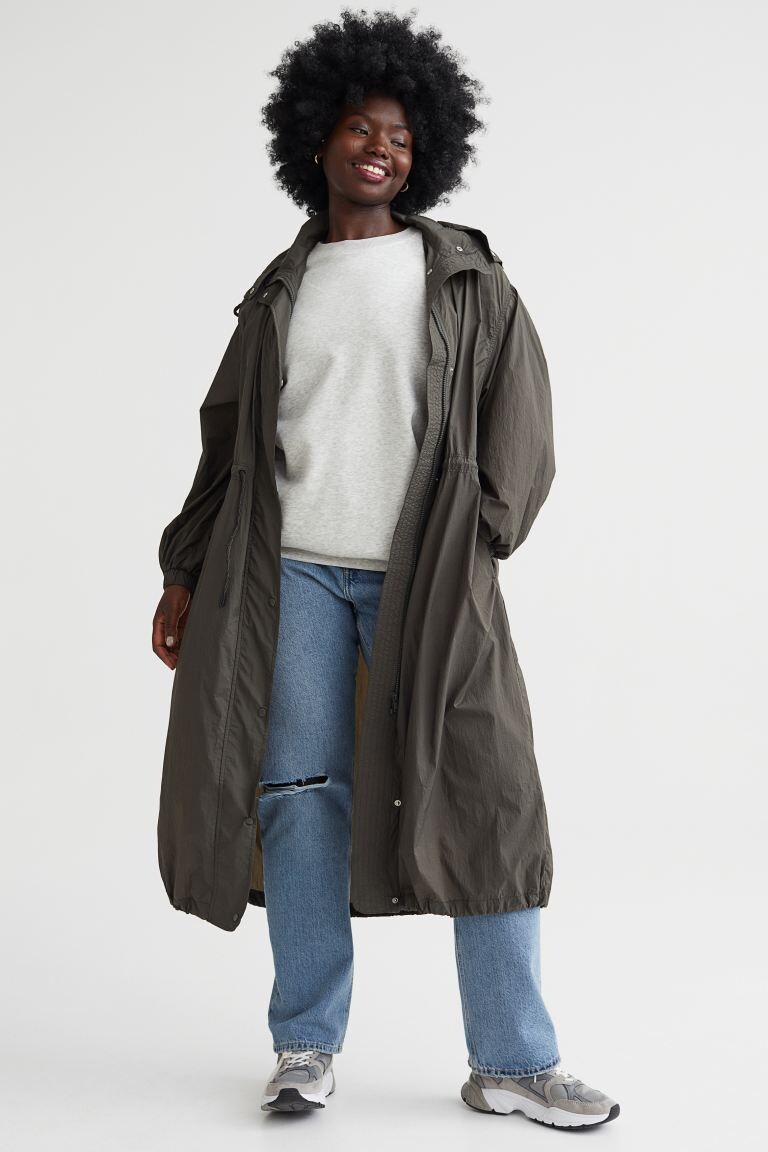 

Дождевая парка оверсайз H&M, темно-зеленый хаки