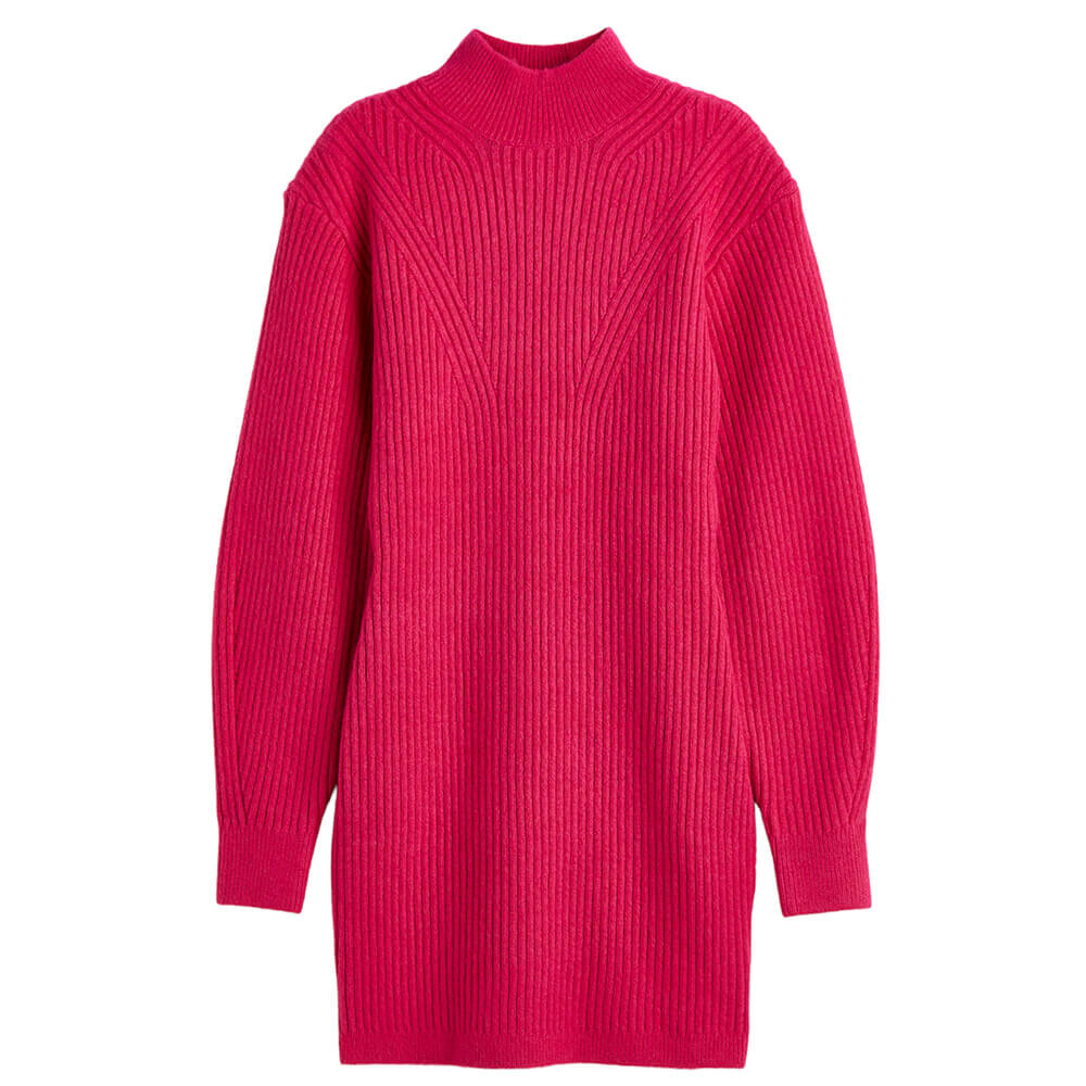 

Платье H&M Mock-turtleneck, ярко-розовый/вишневый